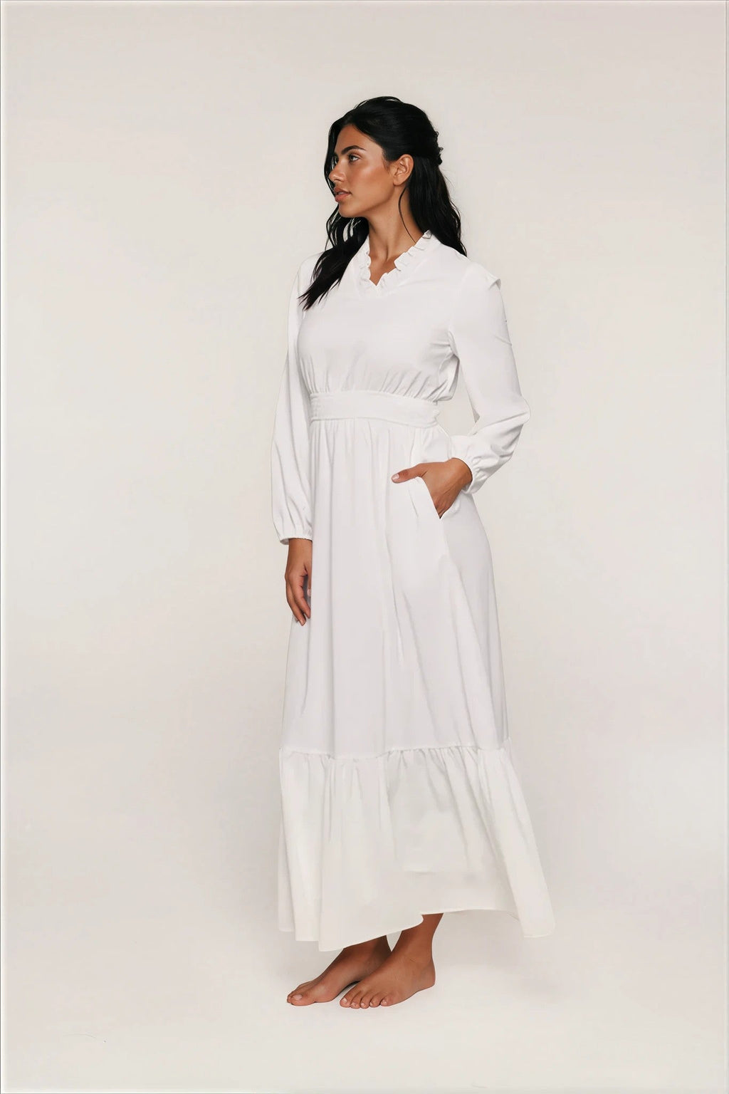 Penelope V-Neck Temple Dress